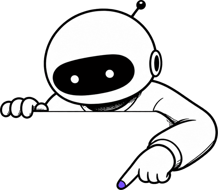 Whiteboard AI mascot leaning on the iPad